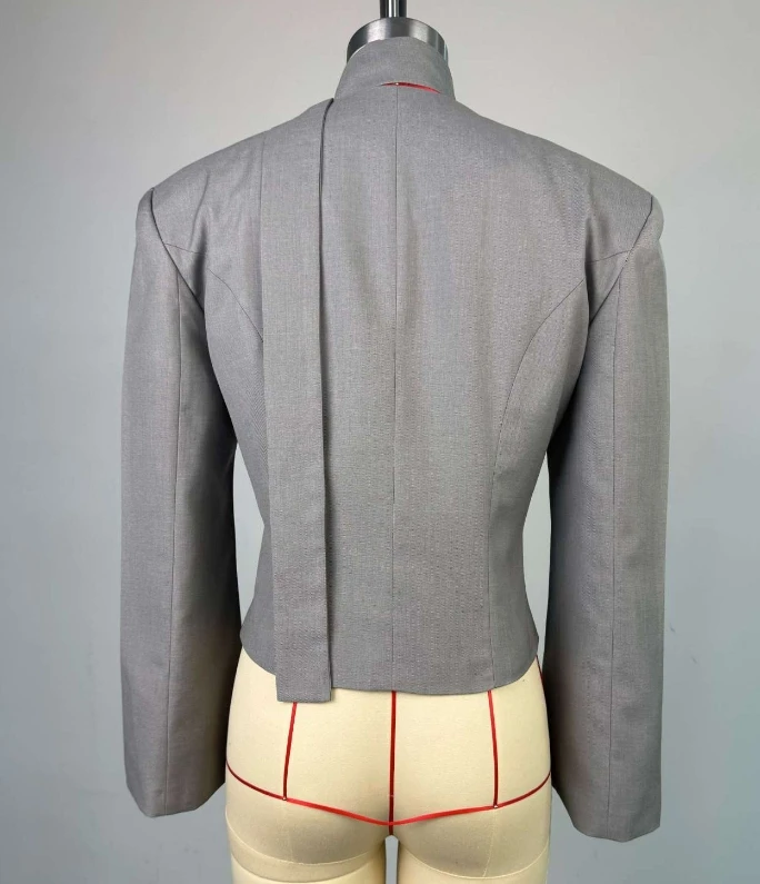 Women's Fashion Jacket 2025 Latest Women's New Fashionable Solid Color V-Neck Scarf with Long Sleeved Casual Suit Jacket and Top