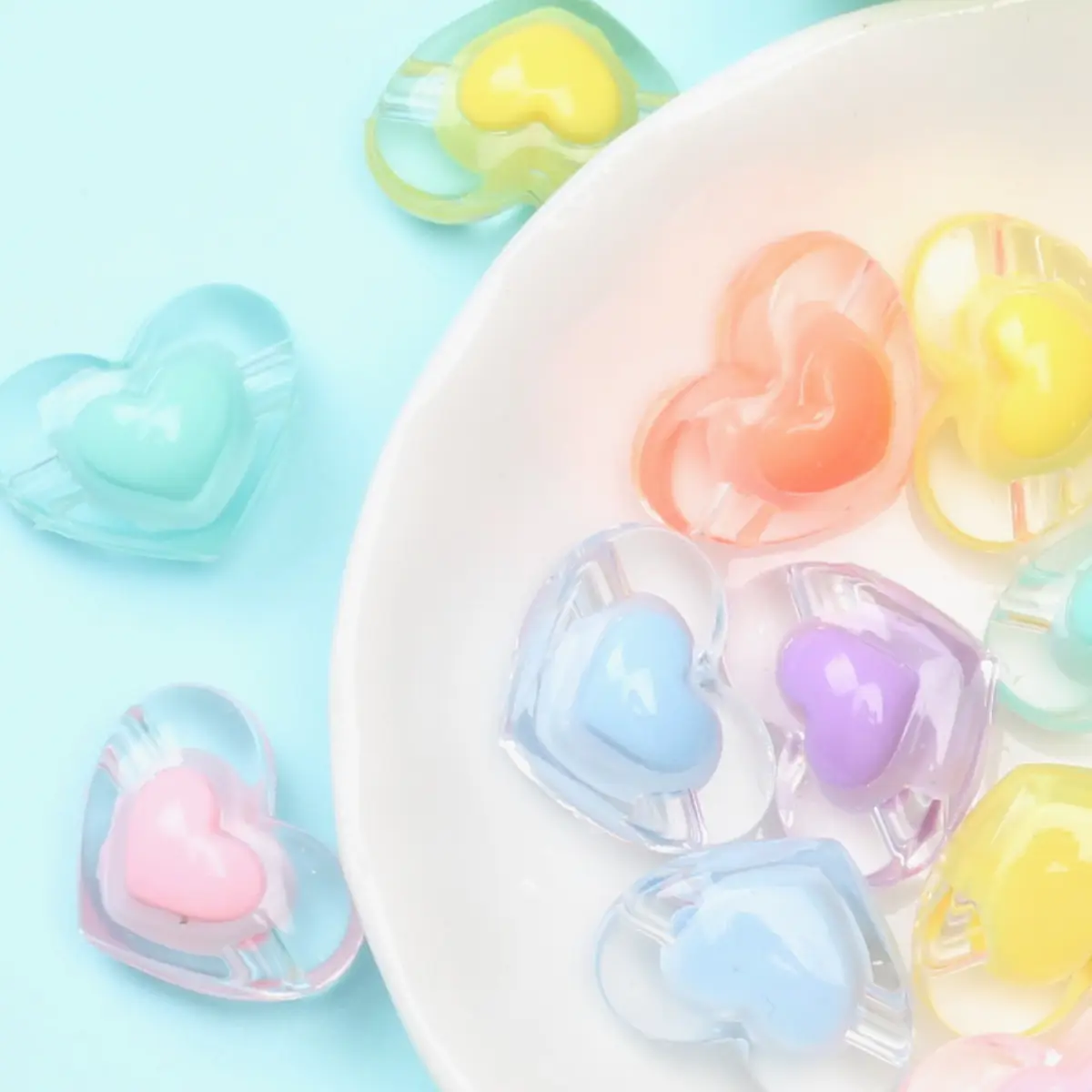 13*17mm 10Pcs Candy Color Transparent Love Heart Loose Beads DIY Crafts Necklace Bracele For Jewelry Making Handmade Material