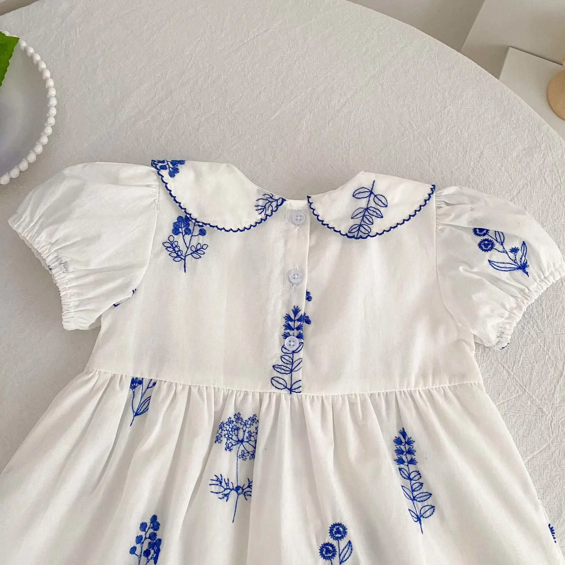 Sommer Neuer Stil 2-6 Jahre Mädchenkleid Kurzarm Babykleidung Kinderkleid Koreanisches Besticktes Mädchen Retro Schwesterkleid – Detail 17