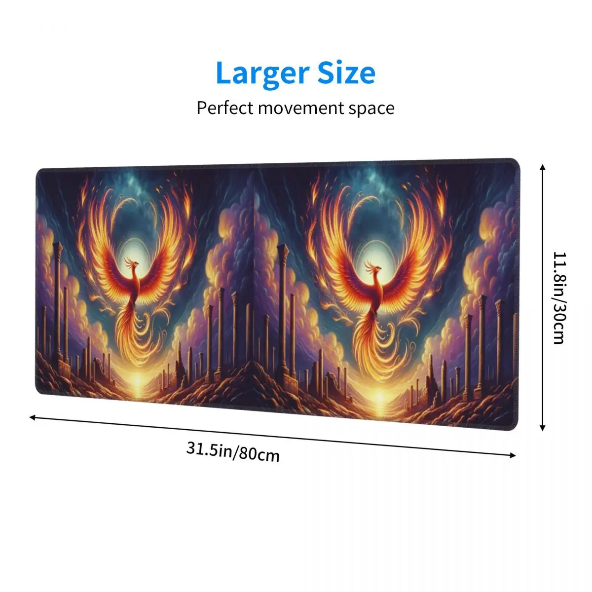 Large Mouse Pad Phoenix Mythical Bird With Fiery Wings Gamer PC Laptop Mats Keyboard Carpet Computer Gaming Desk Mat