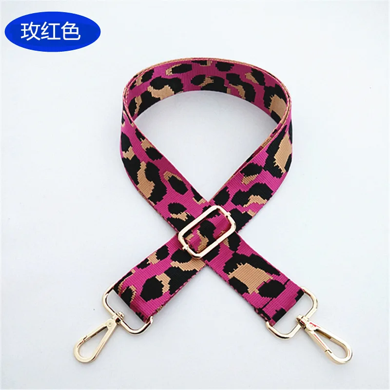 Women Adjustable Long Shoulder Strap Accessories Colorful Leopard Print Belts for Crochet Bags