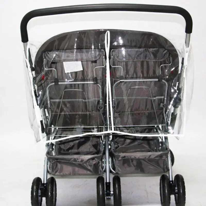 Q22d baby kinderwagen regenjas voor tweelingen baby pushchs regen deksel heldere kinderwagen regenjas windstoffen schild