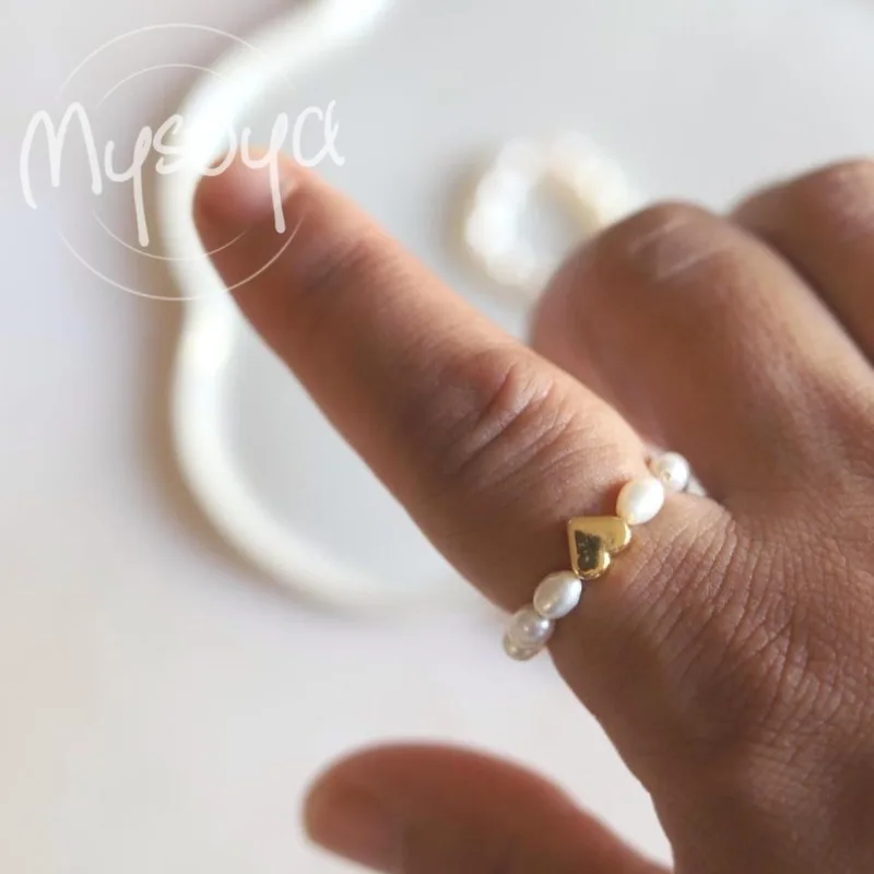 

Кольцо MYSOYA с белым пресноводным жемчугом 3-4 мм, украшение в форме сердца с подарочной коробкой для подарка на день рождения/свадьбу/юбилей