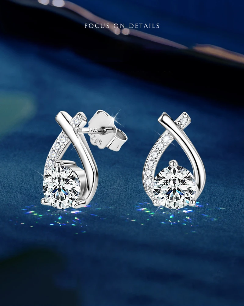 VVS1 D Color Moissanite Cross Earrings For Women 925 Sterling Silver Stud Earring Wedding Luxury Jewelry Gift pendiente