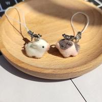 1PC Resin Flocking Cute Mini Pig Keychains For Friend Gift Fluffy Lovely Boar Animal Pet Pendant Bag Earphone Case Phone Lanyard