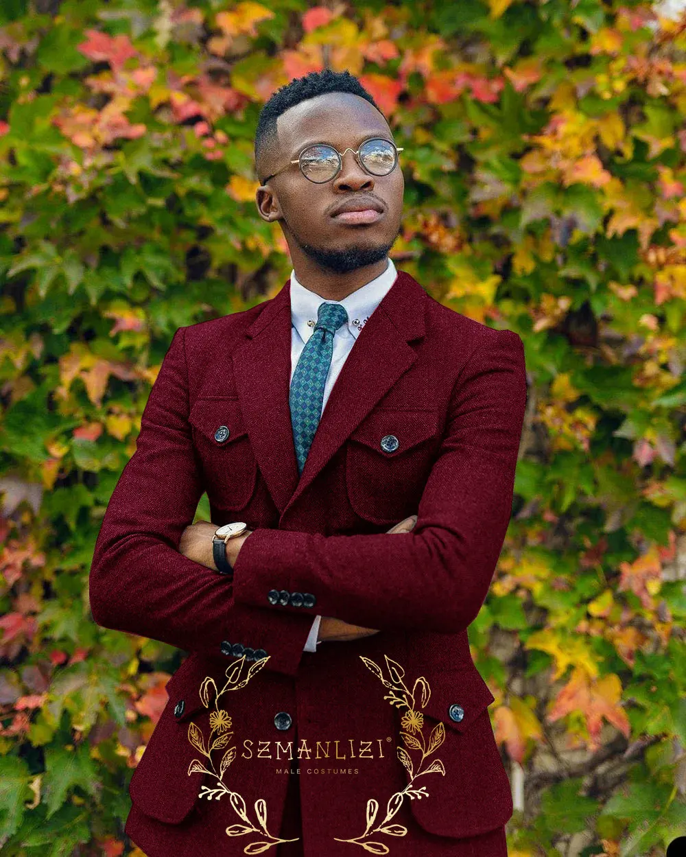 Terno de espinha de peixe vintage masculino formal 2 peças fino ajuste entalhado lapela tweed smoking de baile para padrinhos de casamento blazer + calças