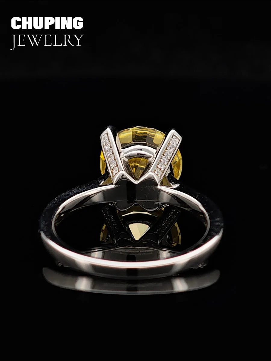 ChuPing Fine Jewelry Желтый измельченный лед кубический циркон круглой формы S925 кольцо для вечерней вечеринки мост современный и классический