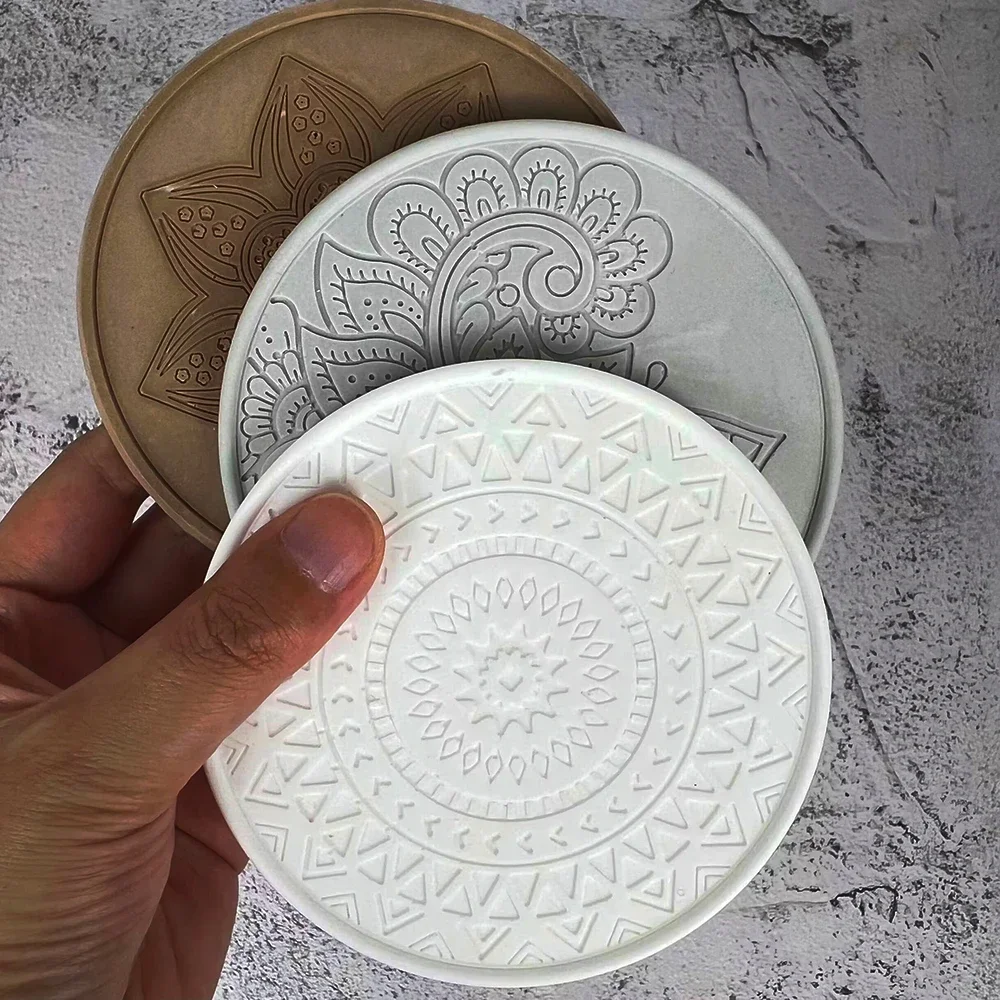 Mandala Round Coaster Resin Silicone Mold Coffee Coaster Tray Mold for DIY Epoxy Resin Plaster Concrete Wine Glass Cup Mat Mould