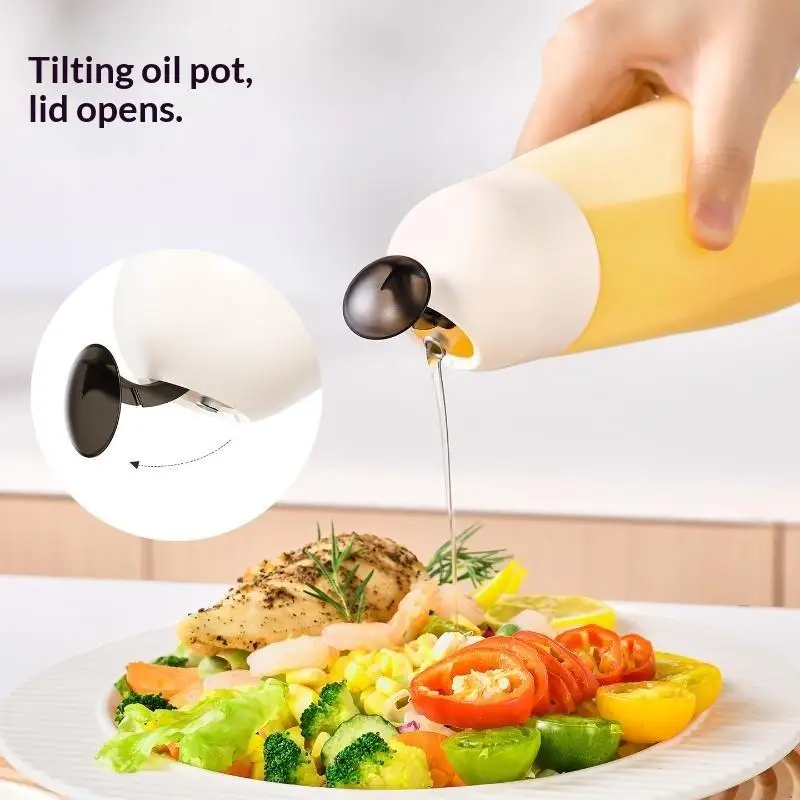 Gravity Sensing Auto-Opening Oil Dispenser, Delivers Precise Oil Control For Mess-Free, Healthy Daily Kitchen Cooking