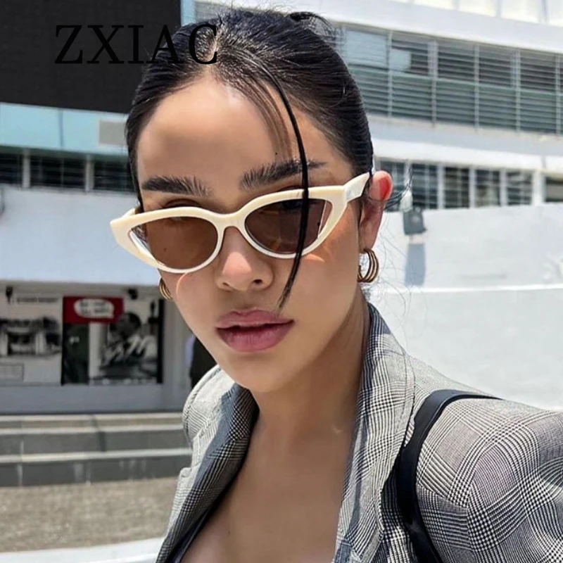 ZXIAC Retro Hollow Cat Eye Sunglasses Women Luxury Designer Trend Famous Small Frame Glasses for Men Vintage Lentes De Sol Mujer