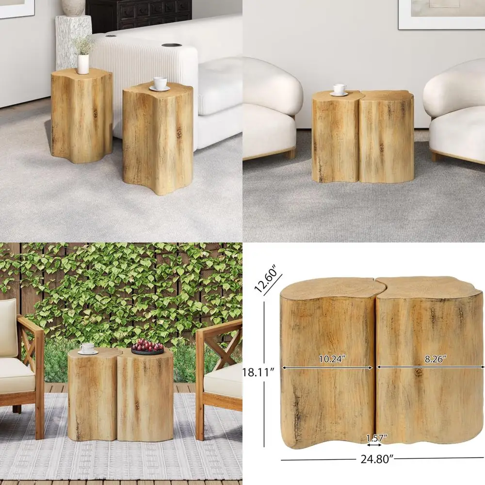 

Kevinplus 2-in-1 Irregular Nesting Side Tables Set, Suitable for Living Room, Made of MGO Material for Indoor and Outdoor Use, N
