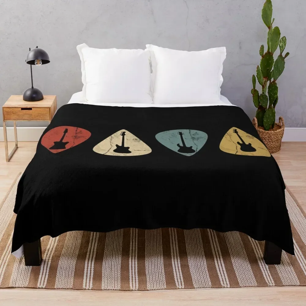 Bass Guitars Picks Retro Throw Blanket Blankets For Bed Multi-Purpose For Sofa Thin Blankets