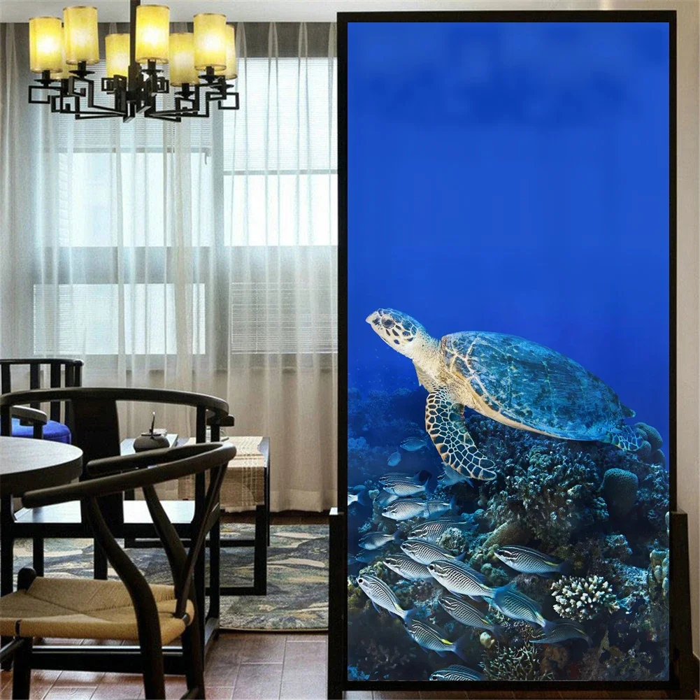 No Glue Static Cling Privacy Windows Film Marine Turtle Decorative  Cheetah Stained  Glass Window Stickers  Window Tint