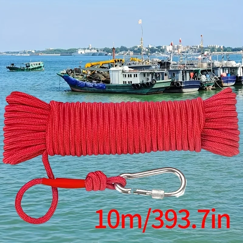 10M (787.4Inch/393.7Inch) Specialized High-Quality Red Retrieval Rope with a Metal Clasp, Sturdy Mooring Rope/Fishing Line Made