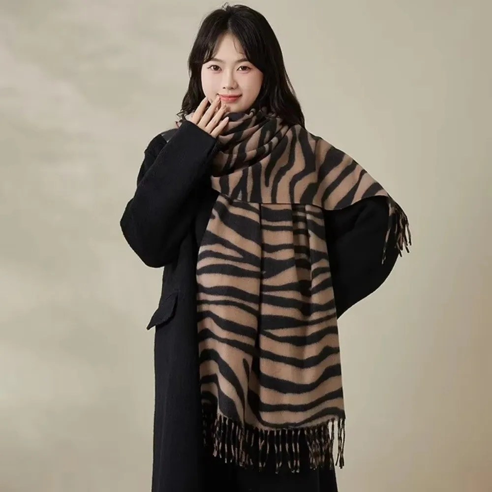 

Fashion Autumn Winter Imitation Cashmere Scarf Thickened Cold-proof Tassel Neck Warmer Warmth Shoulder Wrap Women's Shawl