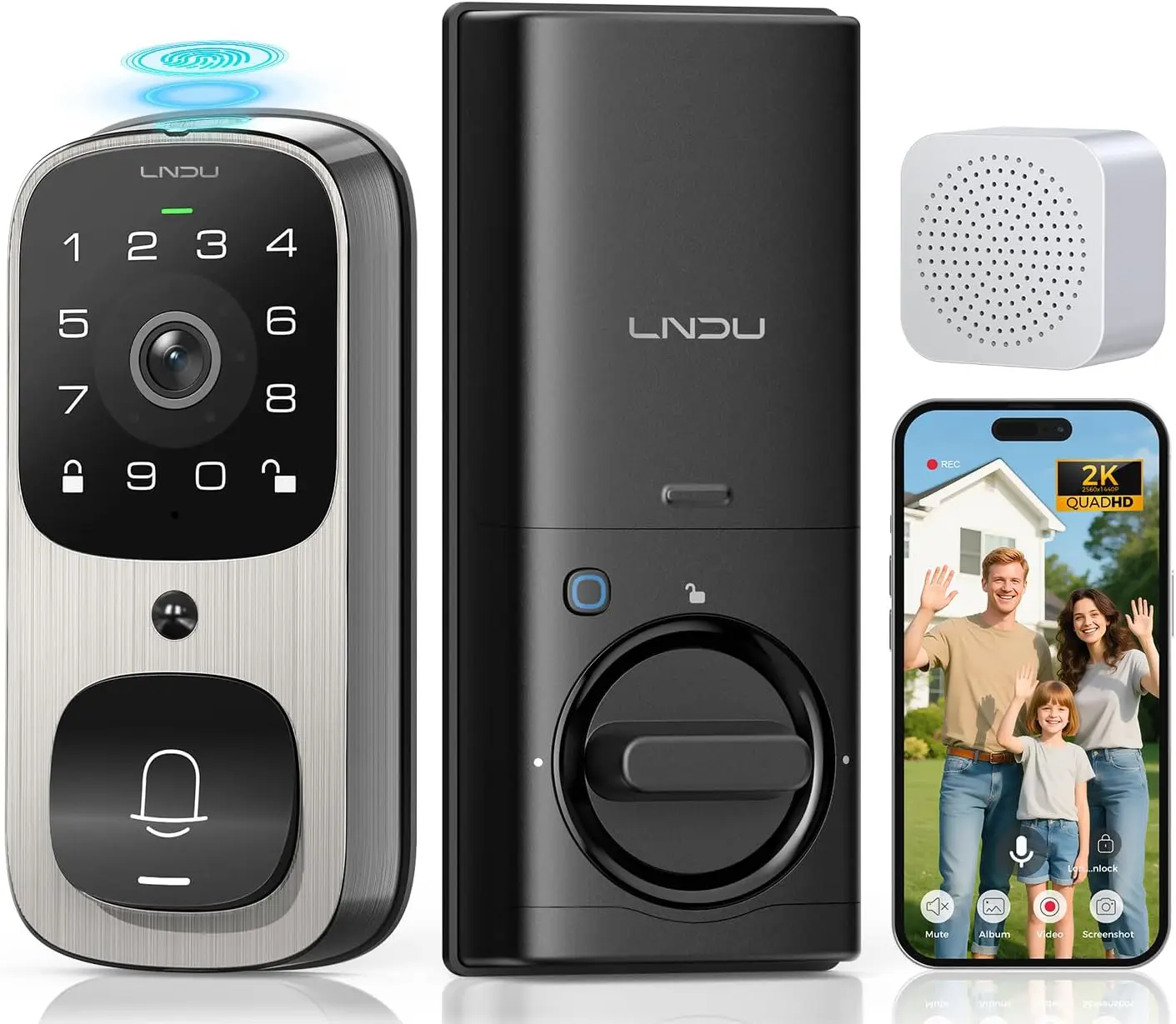 WiFi Smart Video Lock, 5-in-1 Fingerprint Keyless Entry Door Lock with App Control, Two-Way Audio, Dual Motion Sensors