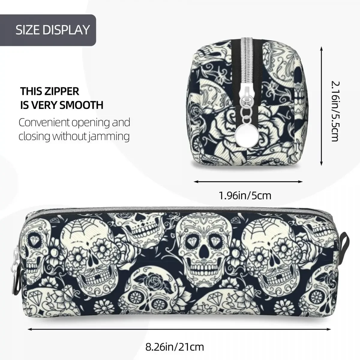 Estuches de lápices florales con calavera de azúcar creativa, caja de lápices del Día de los muertos, Portalápices para estudiantes, bolsa para estudiantes, regalo escolar, papelería