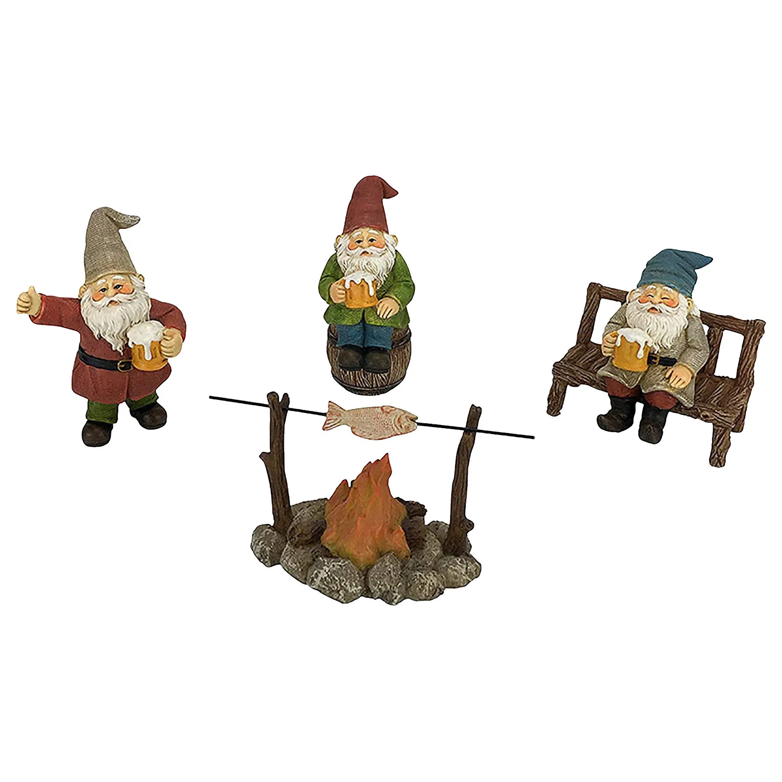 

Mini Garden Gnome Statue Barbecue Party Dwarf Elf Figurines Miniature Landscape Outdoor Ornaments Home Decoration Art Crafts
