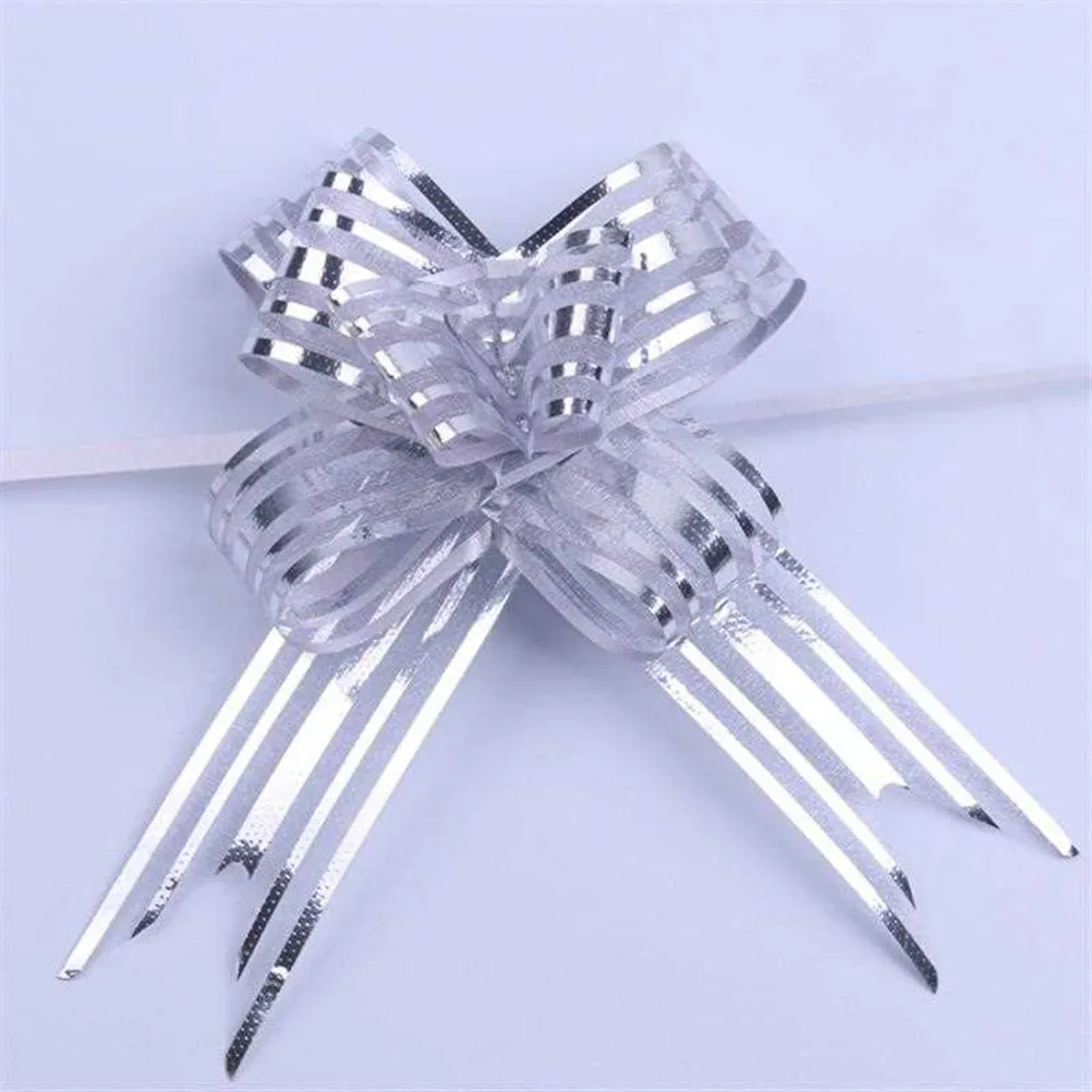 20Pcs Snow Tulle Ball Flowers Pull Bows Gift Wrapping Wedding Party Christmas Tree Wine Bottle Decor Craft Bow Making Kit White