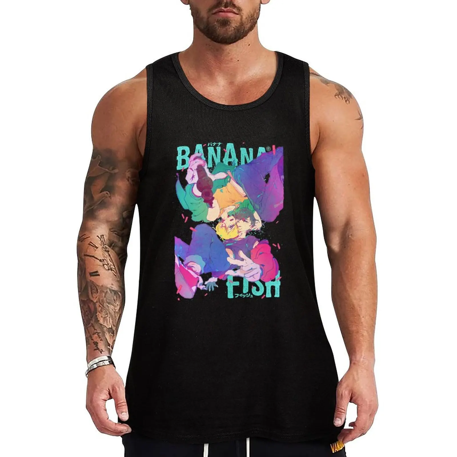 

BANANA FISH typo poster Tank Top Heavy Duty Tank Top Work Outdoor Sleeveless Shirt