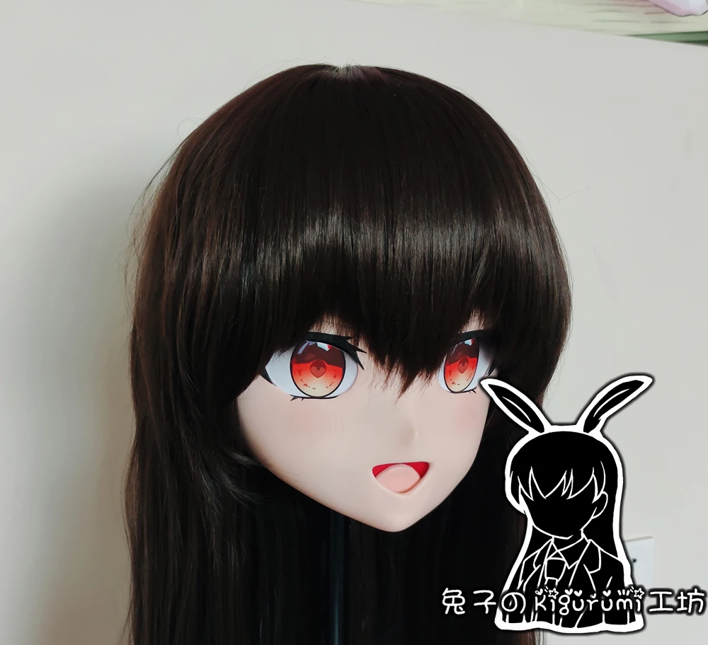 (RB271)Full Head Handmade Female Resin Cosplay Japanese Role Play Reiuji Utsuho Kigurumi Mask Crossdresser Doll Transgender Mask
