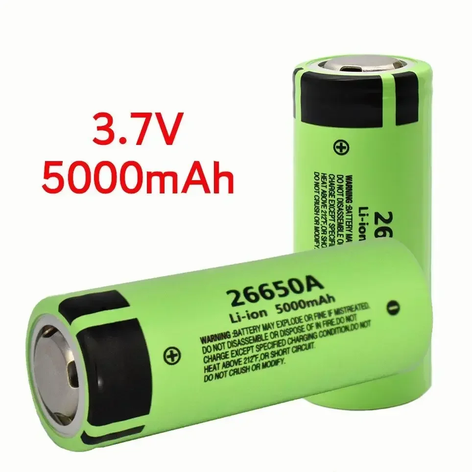 100% New NCR 26650A Battery 3.7V 5000mAh Rechargeable Lithium-ion Batteries For Flashlight Driving Recorder LED Mining Lamp Cell