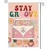 AVOIN colorlife Stay Groovy Hippie Van Garden Flag 12x18 Inch jjp