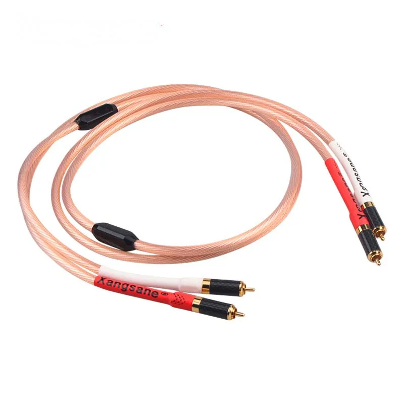 

1 pair 0.5M 5N OCC signal cable carbon fiber gold-plated rca to rca cable hifi power amplifier audio cable decoder