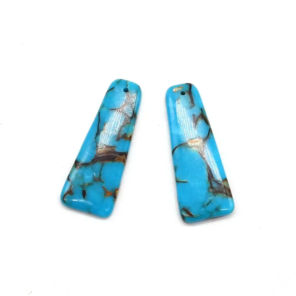 Colorful Artistic Bohemian Emperor Stone Synthetic Turquoise Single‑Hole Long Trapezoid Pendant Handmade DIY Jewelry Accessory