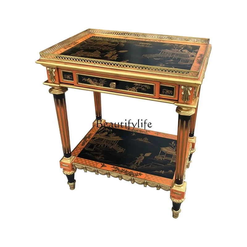 

FG10European luxury hand-painted small coffee table French double-layer pure copper living room sofa corner table casual negotia