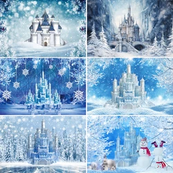 Winter Castle Snowflake  Backdrop Ice Snow Forest Winter Wonderland Princess Girl Baby Portrait Indoor Photography Background