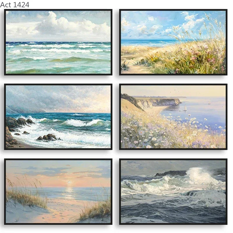 Classic Sunlight Beach Natural Landscape Canvas Print Sea Scenery Posters Art Wall Picture for Modern Living Room Gallery Dec
