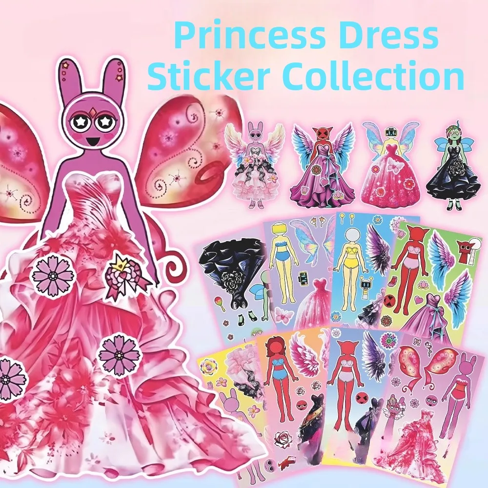 Delicate Princess Dress Costume Change Stickers Self Adhesive Decorative Patches Sprunki Themed Children's Educational DIY Craft