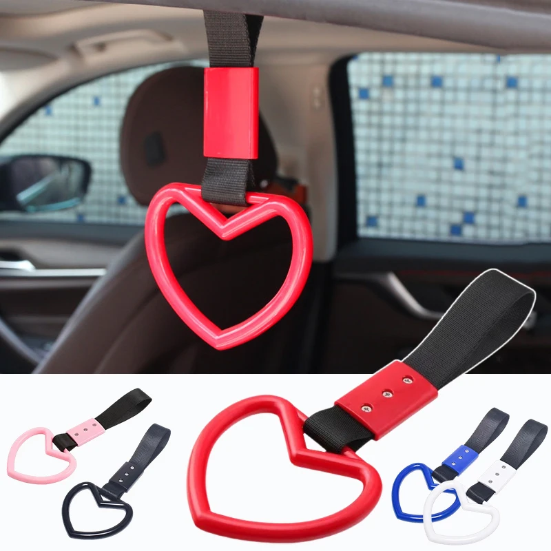 Train Bus Car Handle Hand Strap Ring Heart Styling Drift Charm Strap Car Interior Safety Grab Handle Rear Bumper Warning Ring