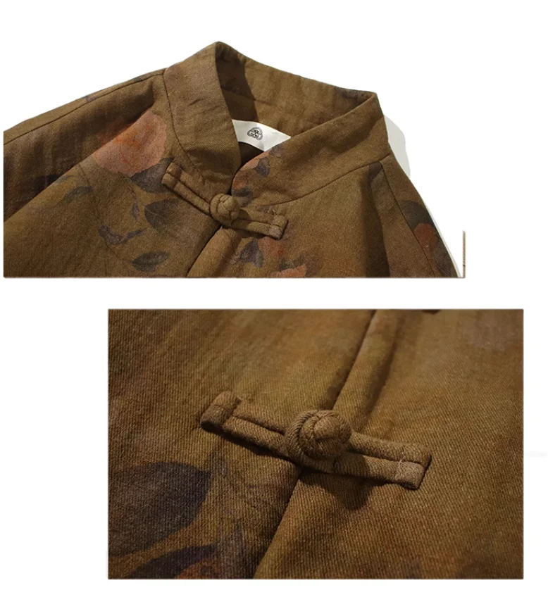2023 Spring Summer New Cotton Linen Jacket Men Chinese Style Tang Suit Hanfu Coat Big Size