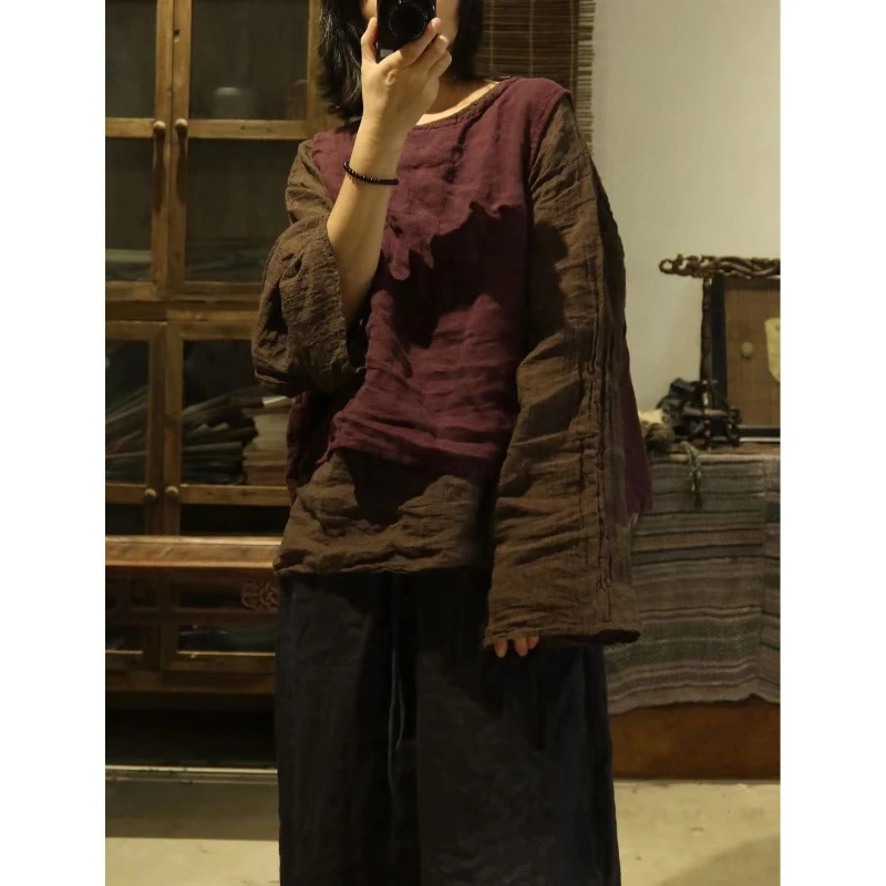 

Женские винтажные простые свободные жилеты-пальто, однотонные, с круглым вырезом, повседневные пуловеры из льна, новинка весны 2026, большие размеры, безрукавная верхняя одежда