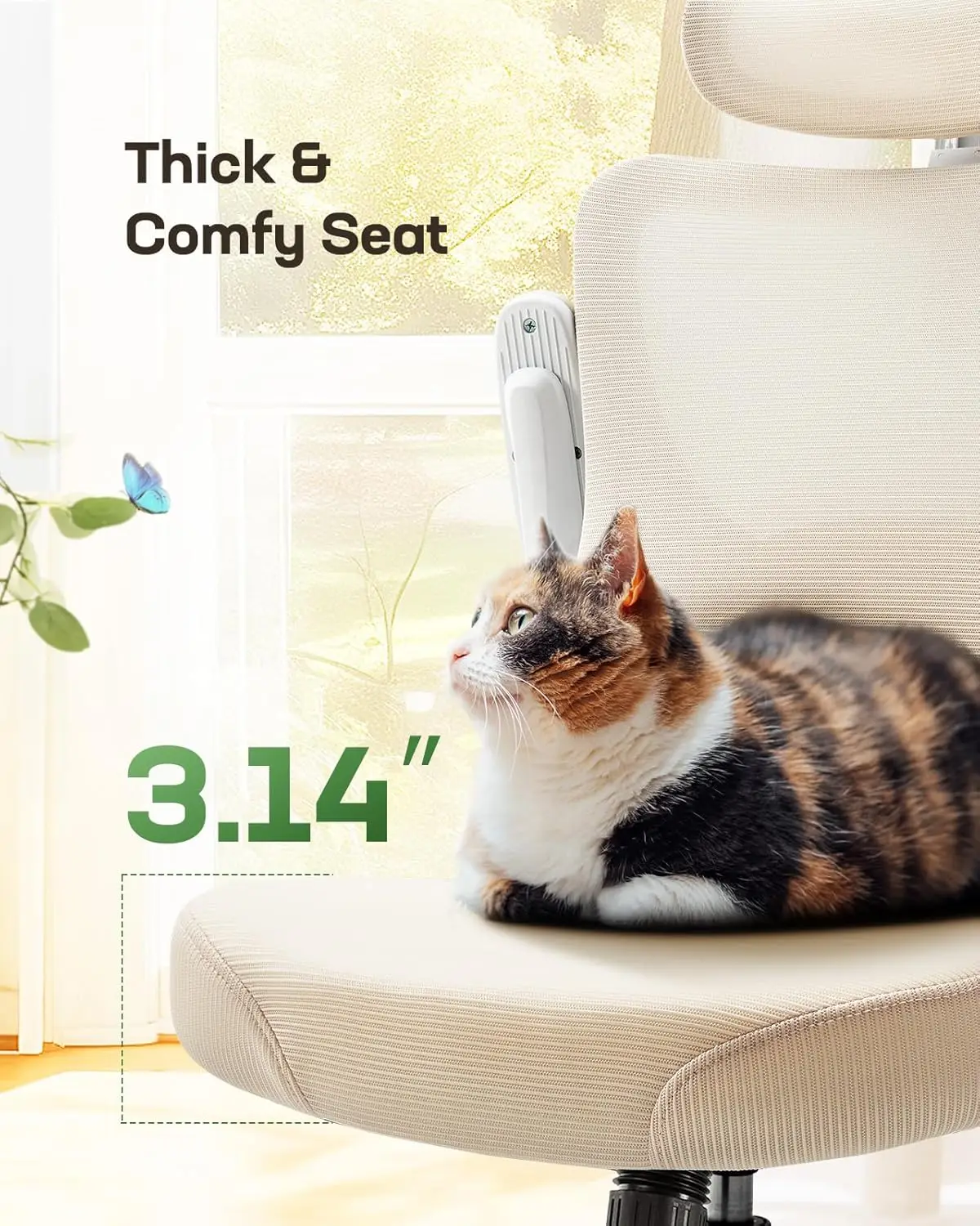 Ergonomic Office Chair: Office Computer Desk Chair with High Back Mesh and Adjustable Lumbar Support Rolling Work Swivel Task Ch