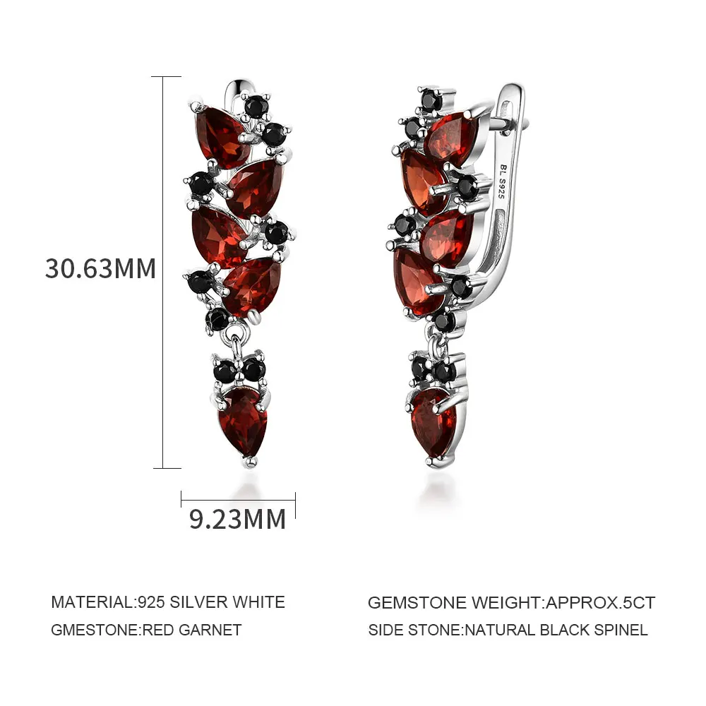 Natural Mozambique garnet rings earring 925 sterling silver fine jewelry for women wife luxury design anniversary party gift