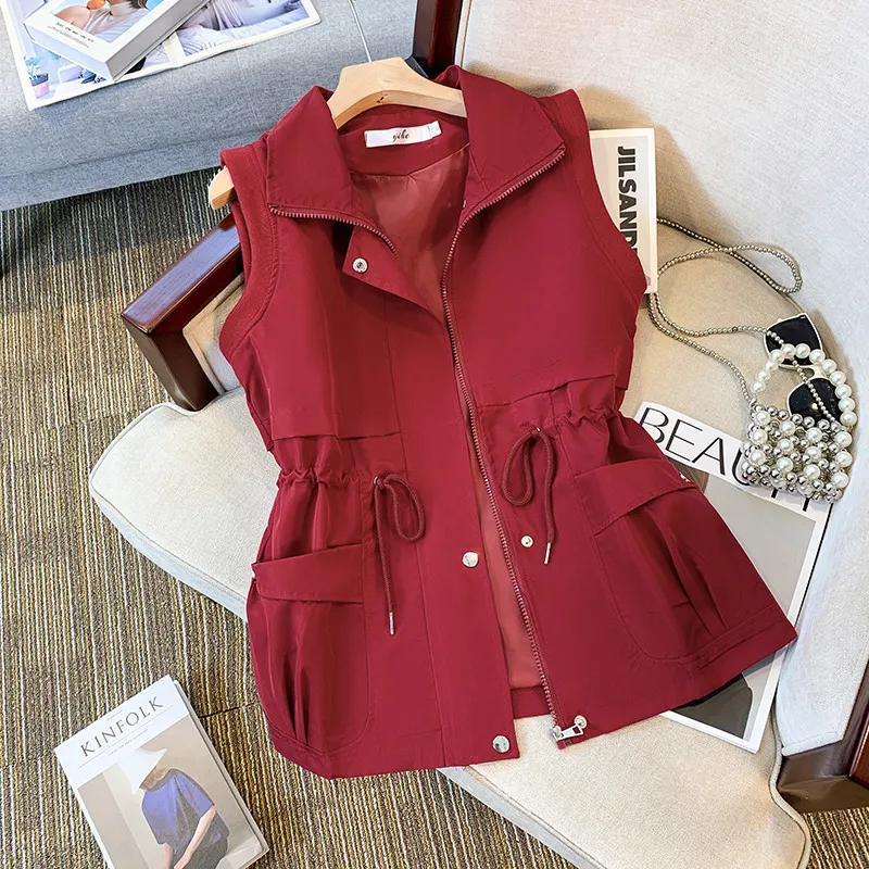 Damesvest Dubbel gevoerd Lente Herfst Mouwloos jasje Femme Mouwloze jas Vrouwelijke mode van middelbare leeftijd Casual vesten