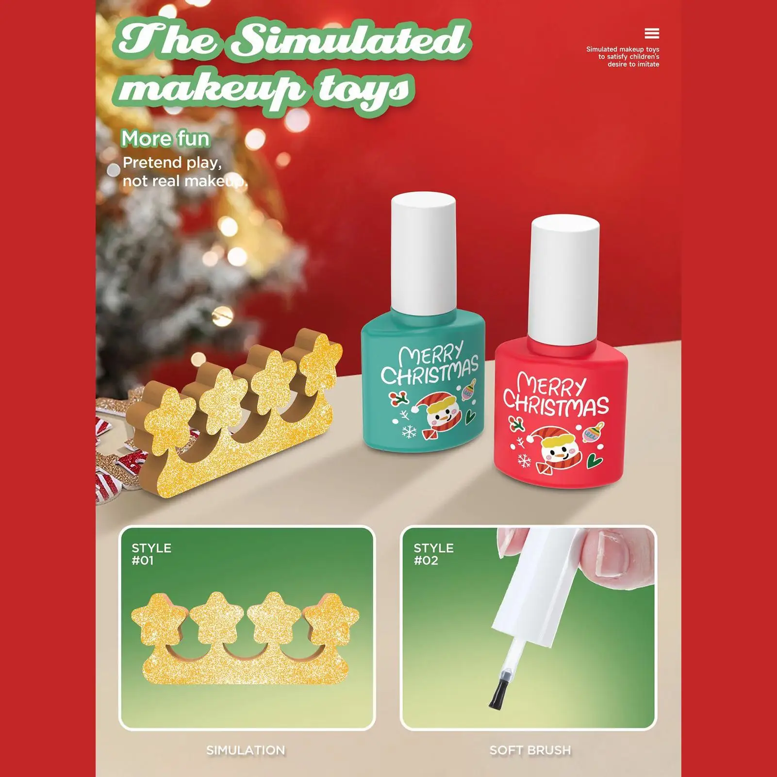 ชุดเครื่องสำอางของเล่นสำหรับเด็กเล็ก ชุดแต่งหน้าปลอมสำหรับเด็กผู้หญิงในวันคริสต์มาส ชุดเครื่องสำอางเล่นสมจริงสำหรับเด็กเล็ก เหมาะสำหรับวันเกิด วันคริสต์มาส และเด็กก่อนวัยเรียน