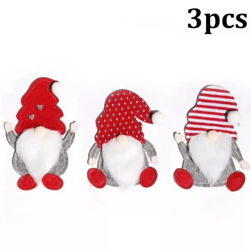 3Pcs Christmas Cutlery Bag Cute Faceless Gnome Knife Fork Holder Tableware Cover Christmas Party Home Decoration Supplies