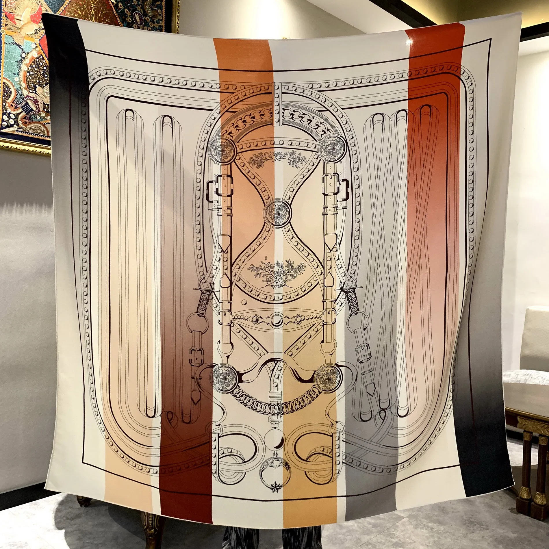 

Высококачественный элегантный женский изысканный зимний праздничный двусторонний принт, качественный шелковый шерстяной шарф с ручным скрученным краем, большой квадратный шарф, шаль