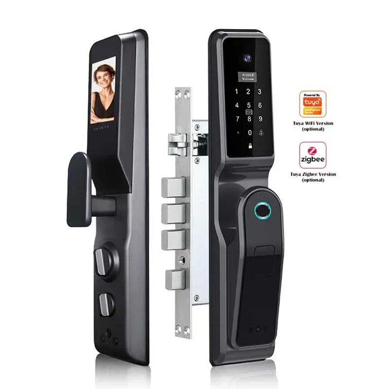 

YyhcHigh Security Outdoor Tuya Electronic Door Lock For Home Hotel Apartment Fully Automatic Fingerprint Door Lock With Camera