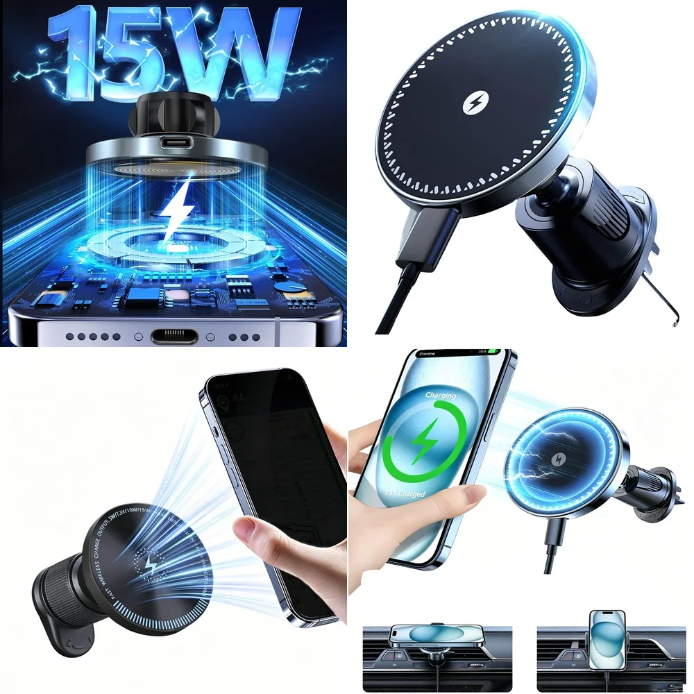 Trending Consumer Electronics Magnetic Wireless Car Charger Air Vent Car Phone Holder Electronic Accessories Chargers Adapters