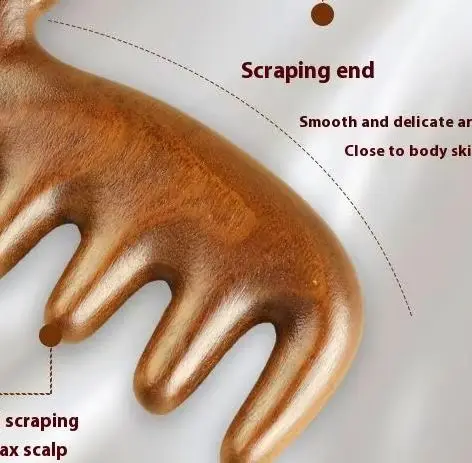 

Hair Comb Scalp Relax Acupoint Massager Portable Wooden Handle Five Teeth Comb Anti-Static Styling Tool