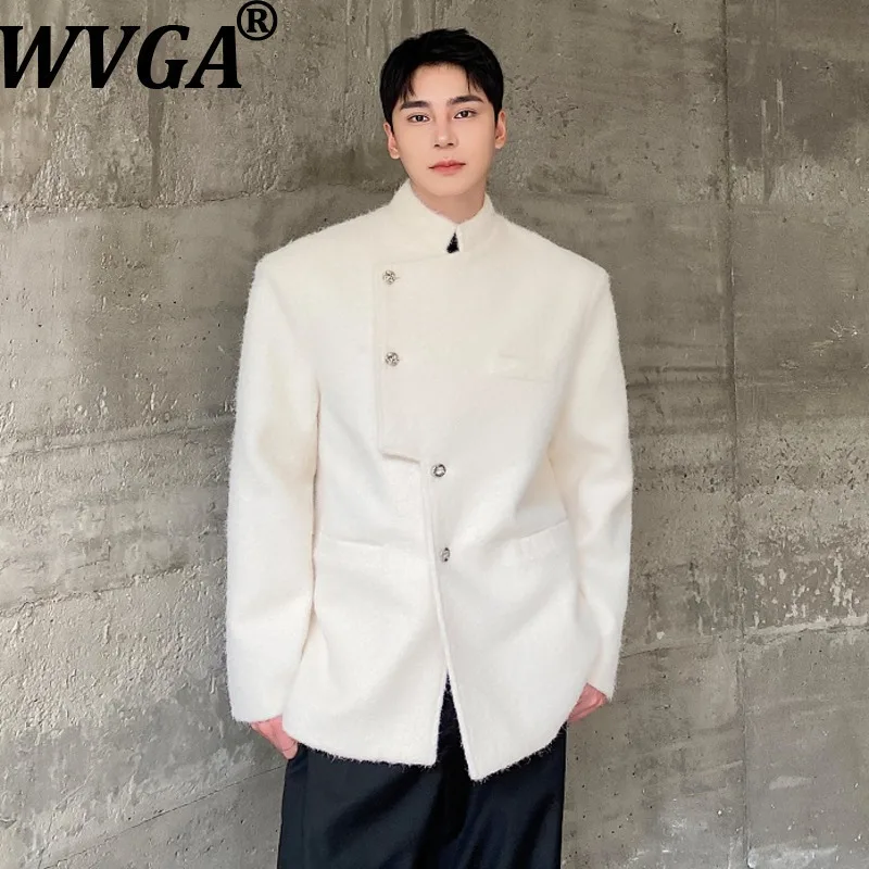 

WVGA Spring Autumn New Men Tide China-chic Stand Collar Thick Woolen Trendy Suit Jackets Niche Casual Long Sleeve Blazers W16205