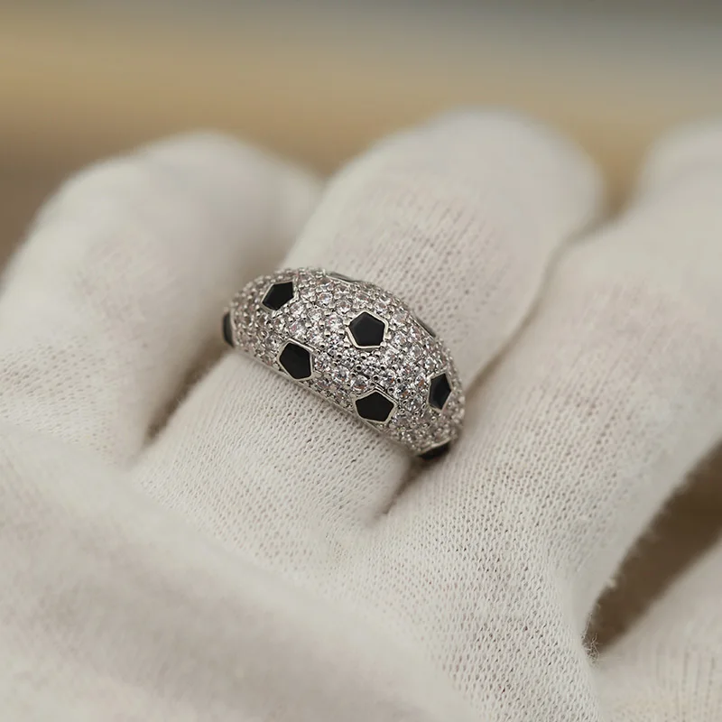 جديد البصر اكسسوارات زركونيا هندسية مفتوحة خواتم للنساء الفاخرة كريستال الزفاف المشاركة الأسود النفط اللوحة خواتم مفتوحة #6