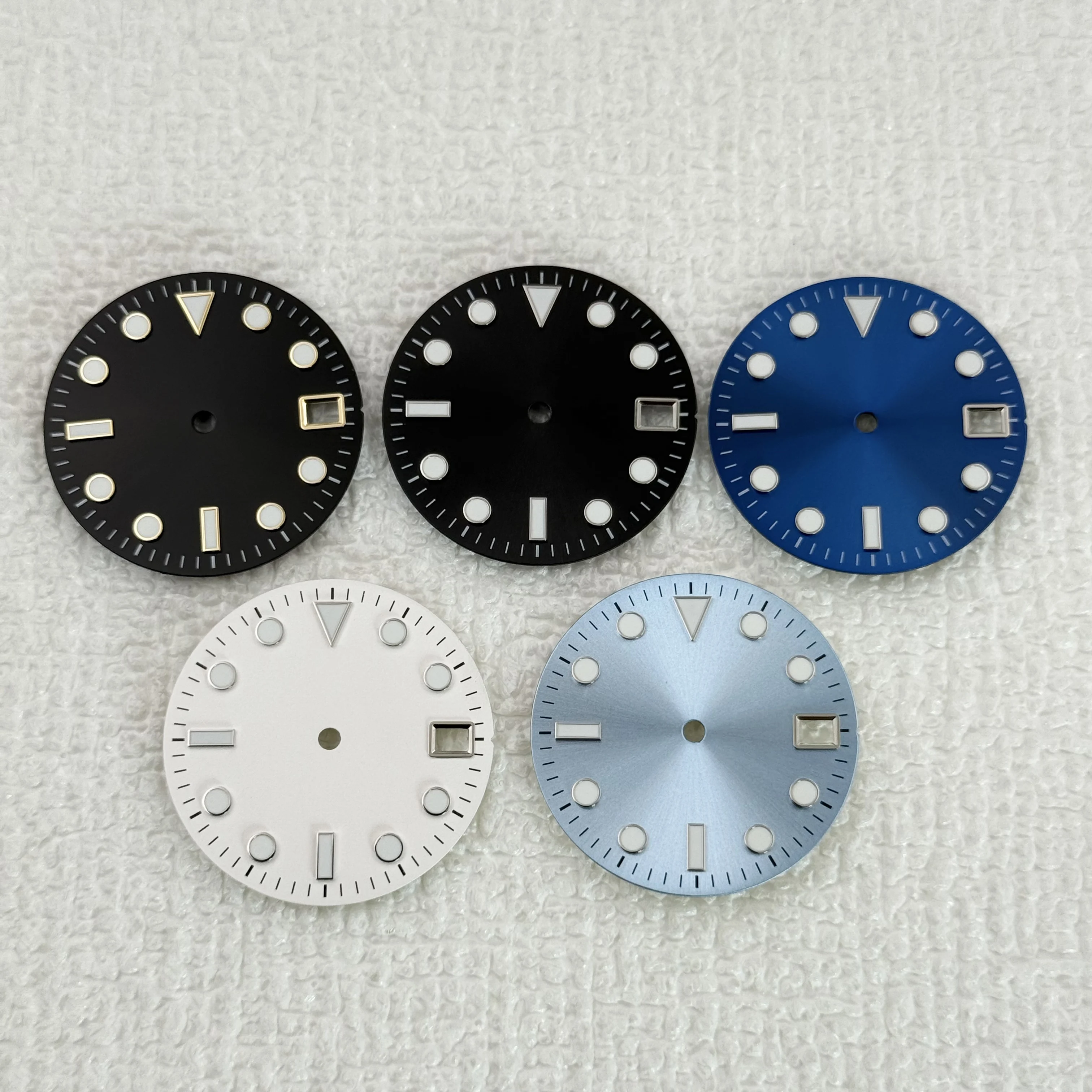 

28.5mm Watch Luminous Dials Fit Nh35 Nh36 White Blue Black Gray Movement with date DIY You logo 28.5mm Watch dial Accessory