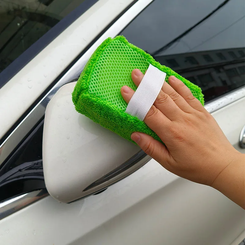 

Ultra fine coral fleece car sponge with water absorption and stain removal, elastic mesh, eye holes, car wash sponge block, auto