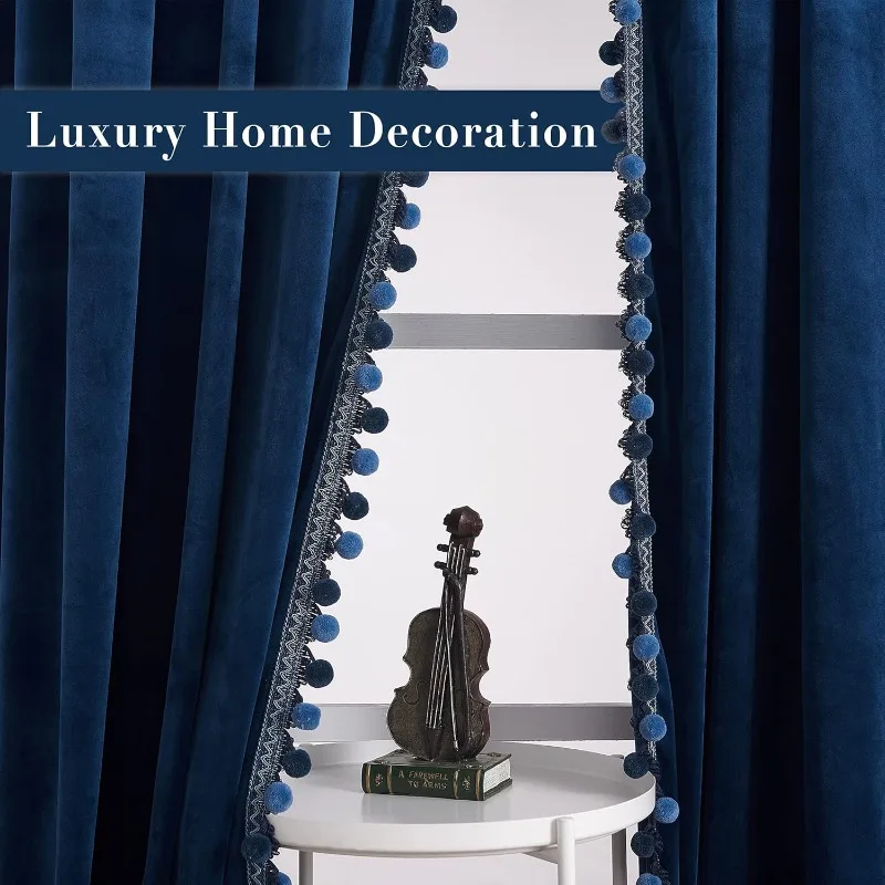Navy Blue Velvet Curtains Blackout Curtains for Nursery Bedroom Gorgeous Privacy Room Dividers for Partition Space Closet Decor
